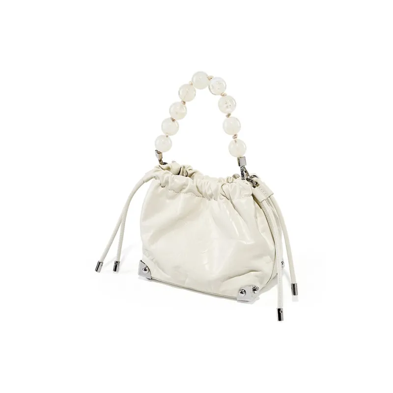 Carnival Keep Cow Leather Handbag Shoulder Bag Regular Women's Silver/Black/Ecru-8