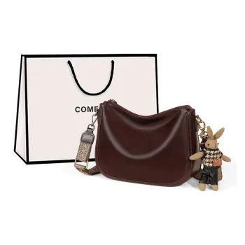 COMELY Cow Leather Patchwork Synthetic Leather Shoulder Bag Crossbody Bag Regular Women's Wine Coffee
