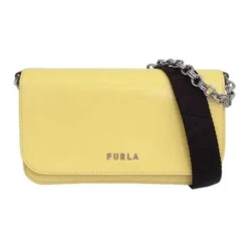 Furla Leather Shoulder Bag, Crossbody Bag Mini Women's Yellow