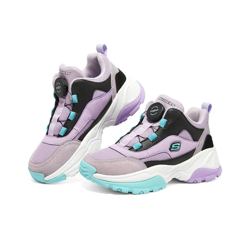 Skechers Anti Kick Cushioning And Abrasion Resistant Mid Top Kids Lifestyle Shoes White Purple Blue Teenagers-2