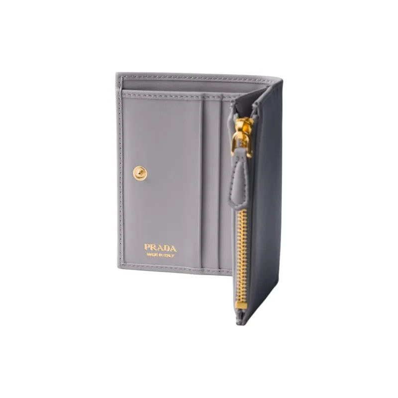 PRADA Leather Wallet Small Size Women's Wisteria Gray-3