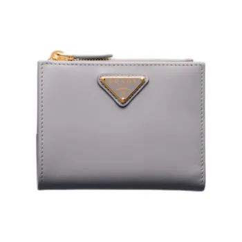 PRADA Leather Wallet Small Size Women's Wisteria Gray