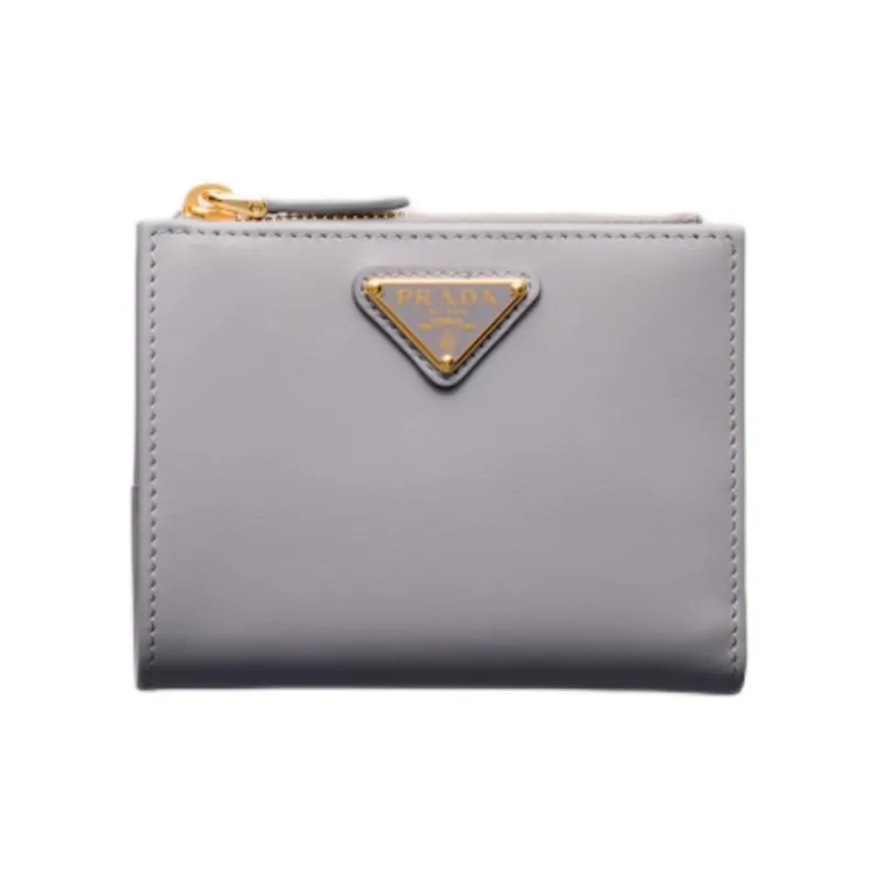 PRADA Leather Wallet Small Size Women's Wisteria Gray-0