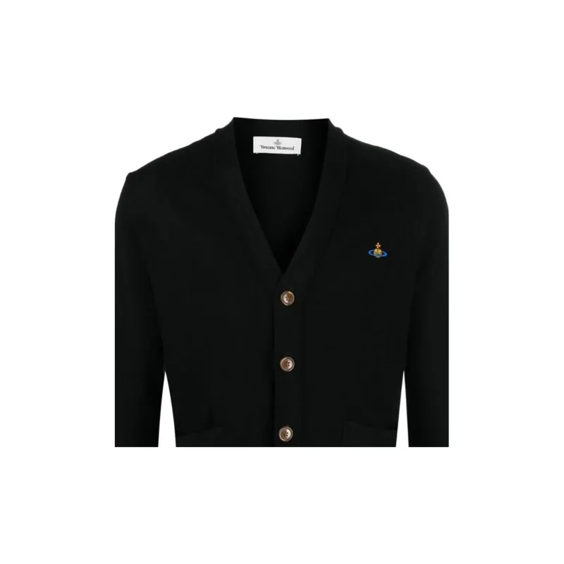 Vivienne Westwood Signature Orb Logo Embroidered V Neck Cardigan-5