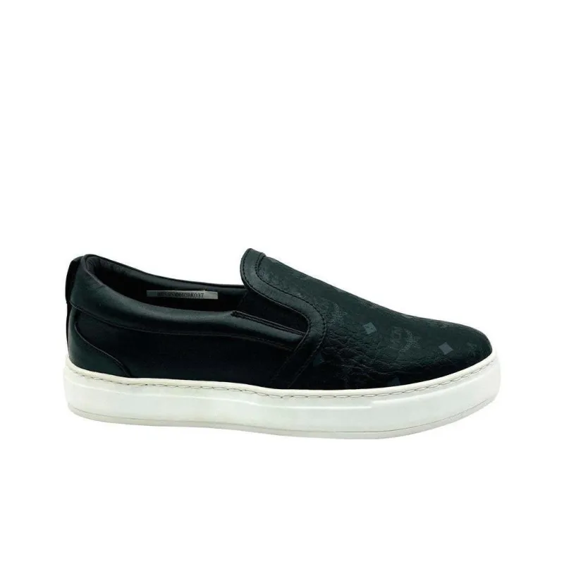 MCM Visetos Logo Skateboard Shoes Women's Black-1