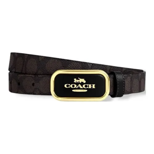 COACH Calfskin Leather Belts Women's Brown Width  2.5CM