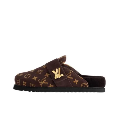 LOUIS VUITTON Cosy Comfort Closed Toe Slippers Women's Brown