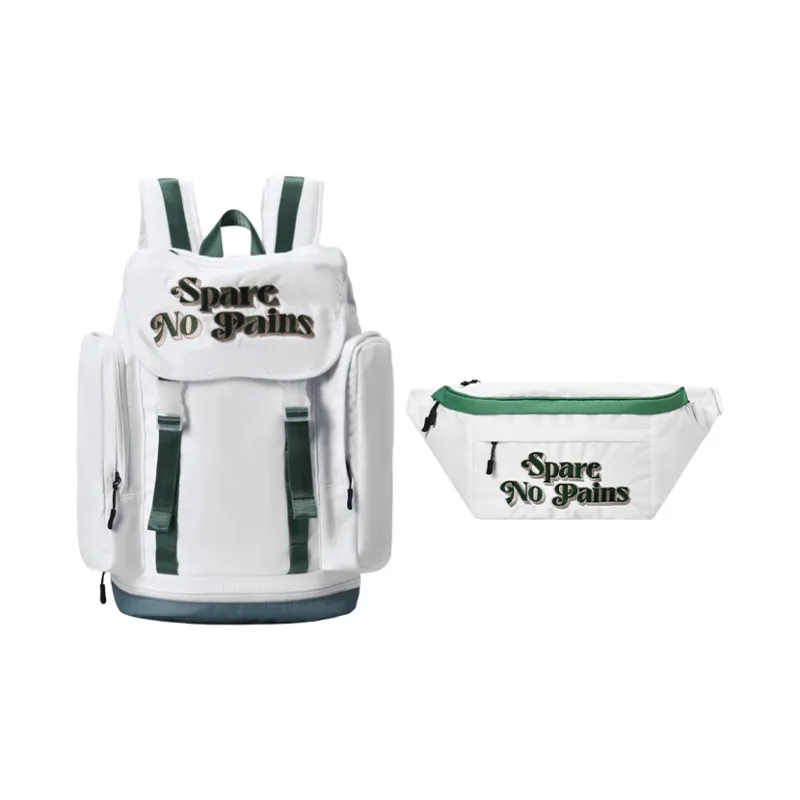 Spare No Pains. Polyester Students Backpack White Gold Backpack Unisex White-17