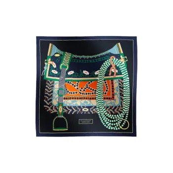 HERMES Silk Silk Scarves Unisex Navy