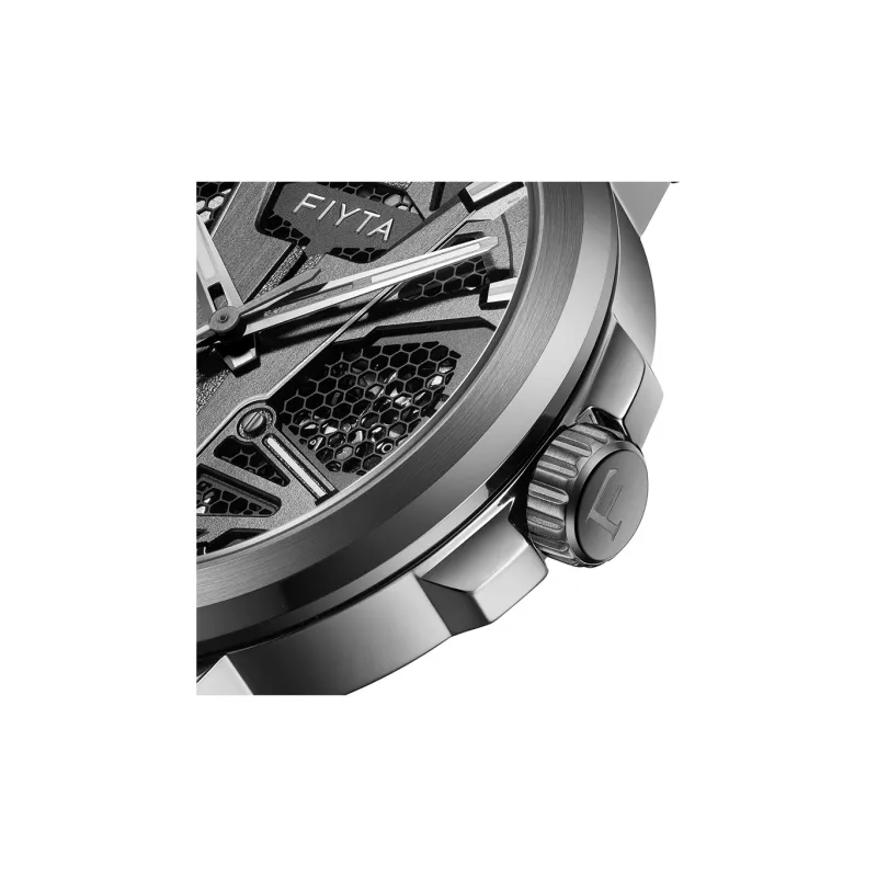 Fiyta Interstellar Series DGA35006.HHB.B Automatic Mechanical Movement Silicone Strap Watch Men's Watches Cut Out Dial-3