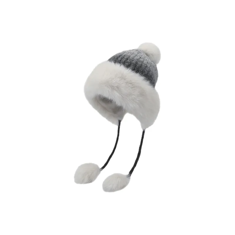 FREE RABBITⅡ Winter Sweet And Cute Wool Ball Knitted Fabric Beanies Women's-3