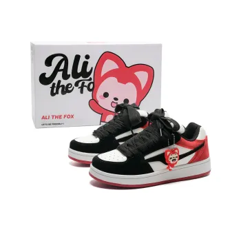 ALI THE FOX Anti Slip Wear Resistant Lightweight Breathable Low Top Skateboard Shoes Women's Black Red Box Included