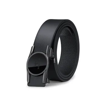 WilliamPOLO Top Grain Cow Leather Leather Belts Men's Gunmetal Gold 3.4cm Wide