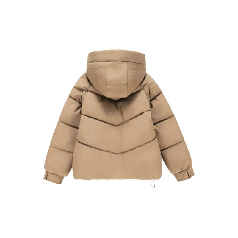 PAZZO Loose Fit Versatile Solid Color Hooded Puffer Jacket Women's-3
