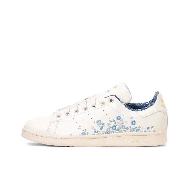 LIBERTY x Adidas Originals Anti Slip Wear Resistant Low Top Skateboard Shoes Unisex White Blue-0
