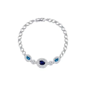 BLESSED BULLET Copper Zircon Bracelets Women's Silver Blue