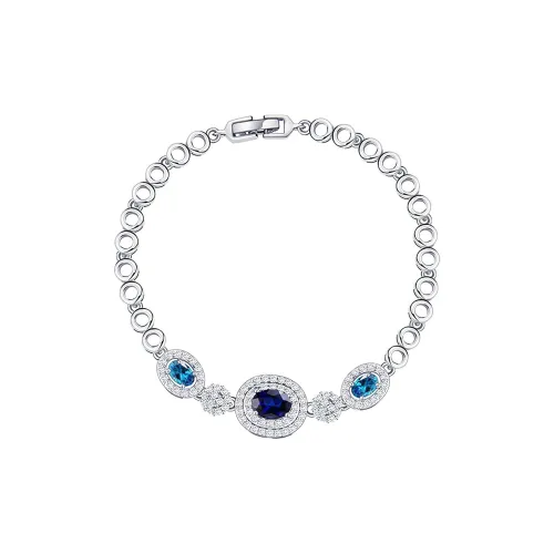 BLESSED BULLET Copper Zircon Bracelets Women's Silver Blue