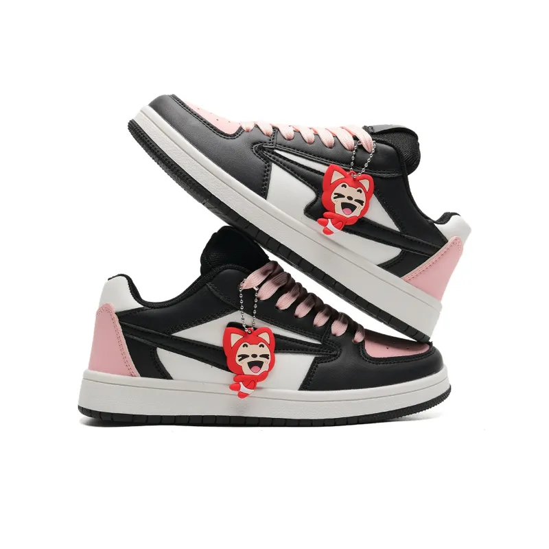 ALI THE FOX Anti Slip Wear Resistant Lightweight Breathable Low Top Skateboard Shoes Unisex Black Pink Box Included-3