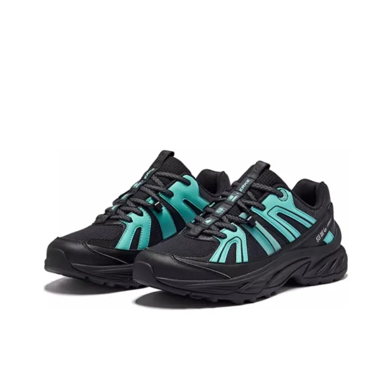 Erke Tracking Anti Slip And Wear Resistant Coverage Rebound Low Top Hiking Shoes Men's Black Blue-1