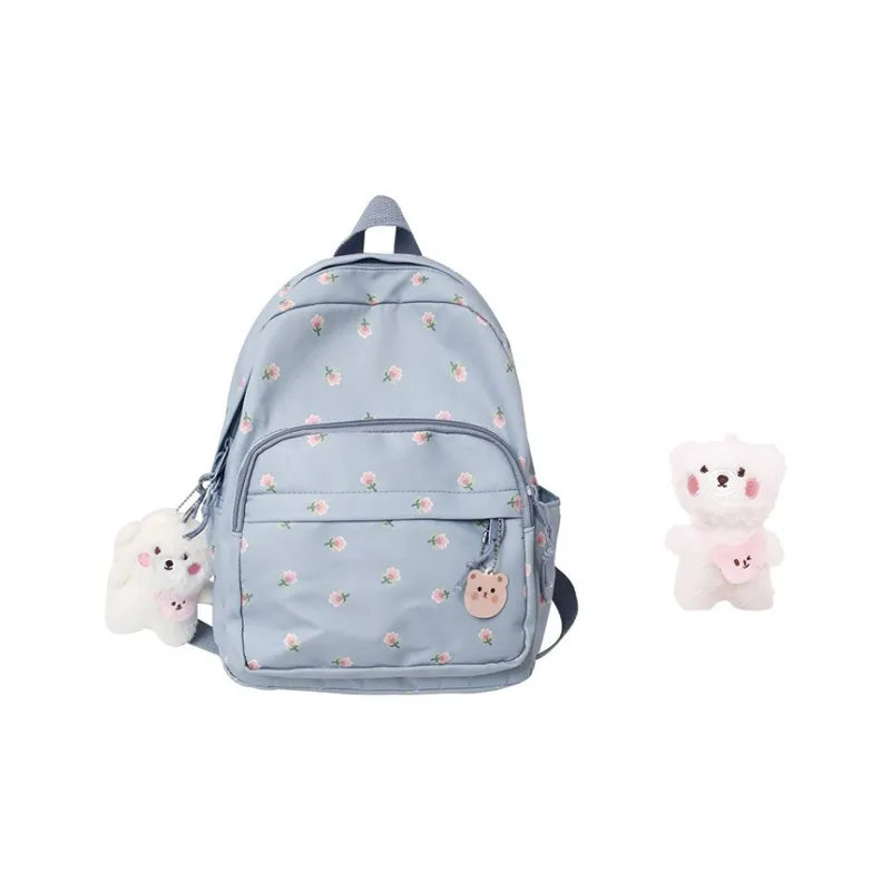 MARKANGARO Nylon Backpack Regular Women's White/Blue/Pink-4