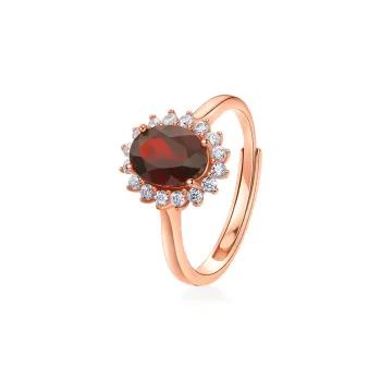ME LUXE Garnet Luxe Elegance Fashion Versatile Good Luck Ring Women's