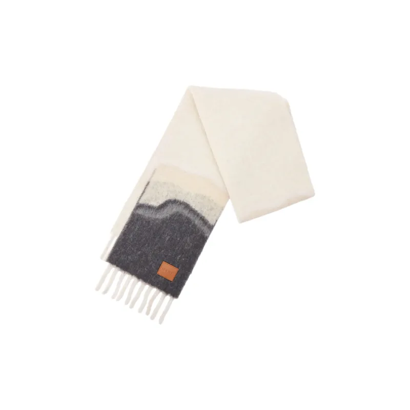 LOEWE Alpaca Polyamide Wool Polyester Knit Scarves Unisex Beige-1