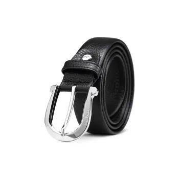 PIERRE CARDIN Cow Leather Belts Men's Black 3.4cm