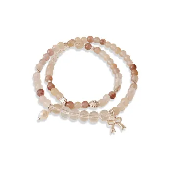 CANHUI Crystal Bowknot Double Loop Beaded Bracelet Women's