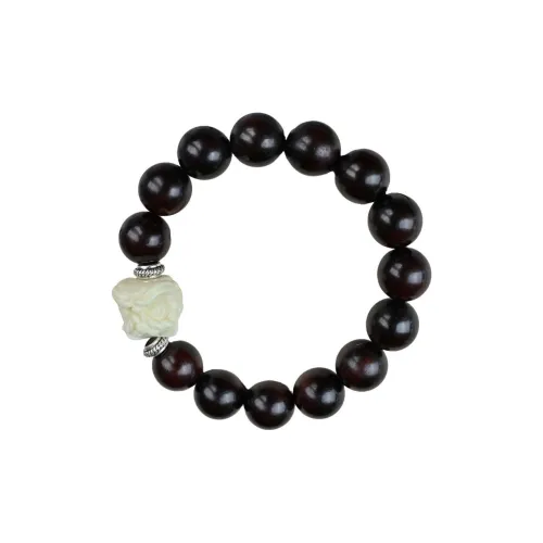 GUMUJIANG Fragrance Agarwood Beaded Bracelet With Two Circles Womens