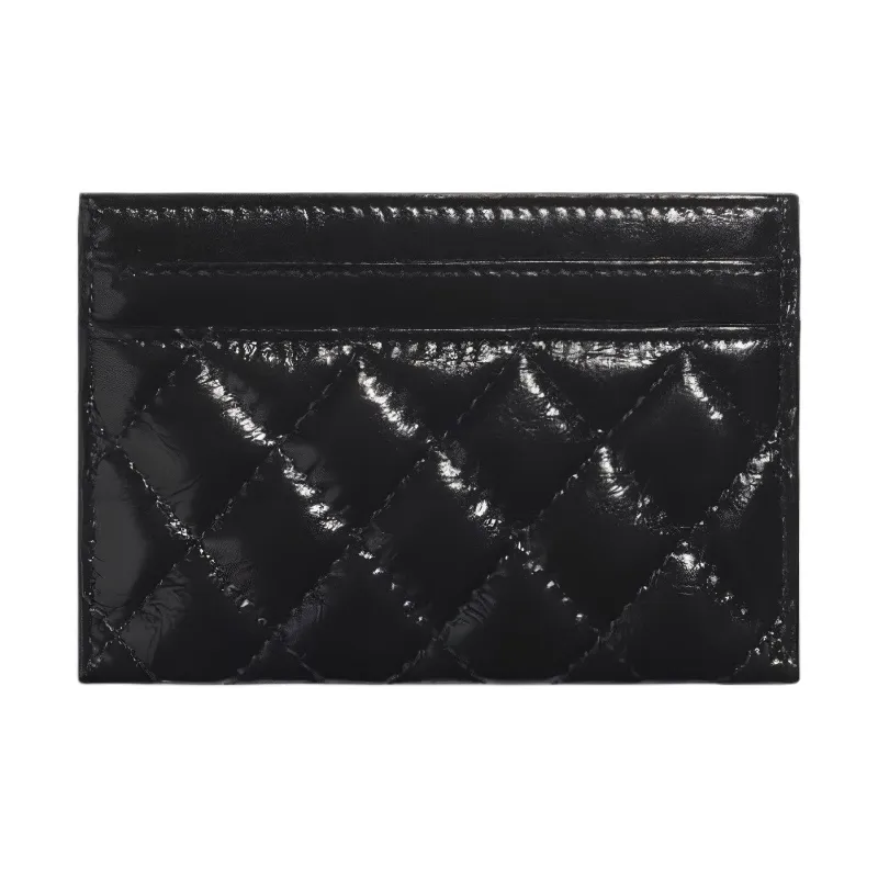 CHANEL Leboy Patent Leather Card Holder Card Holder Women's Black-2