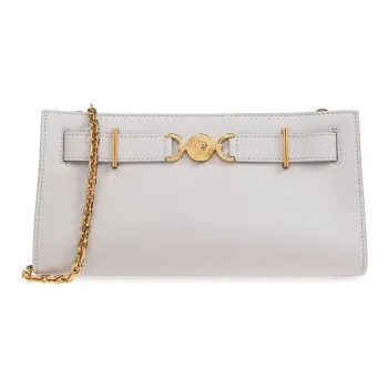 VERSACE Medusa '95 Calfskin One Shoulder Crossbody Clutches Women's Gray White