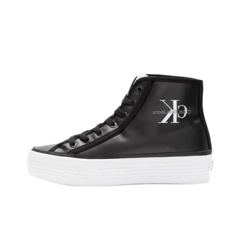 CKJ CALVIN KLEIN JEANS High Top Skateboard Shoes Women's Black-0