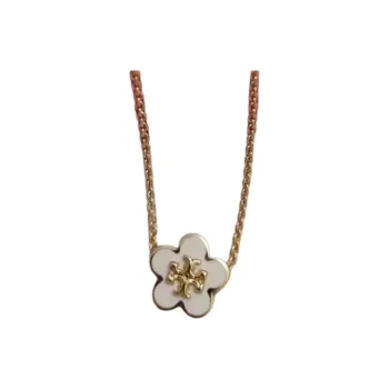TORY BURCH Kira Enamel Flower pendant Necklace