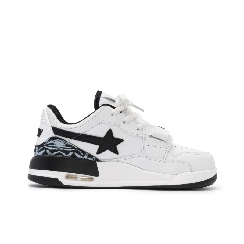WELKIN&WZWJ Stars Collection White Sneakers Slip-Resistant Height Increasing Low-Top Skateboard Shoes Unisex-8