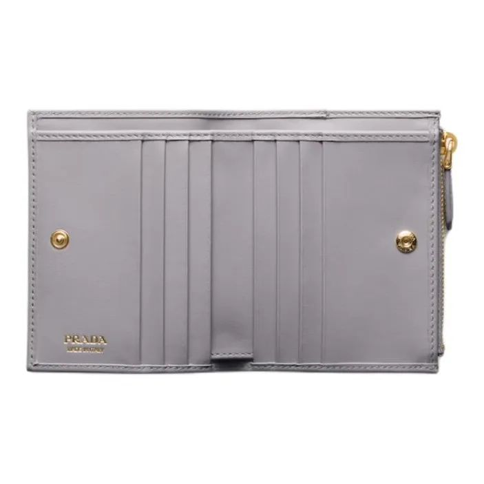 PRADA Leather Wallet Small Size Women's Wisteria Gray-2
