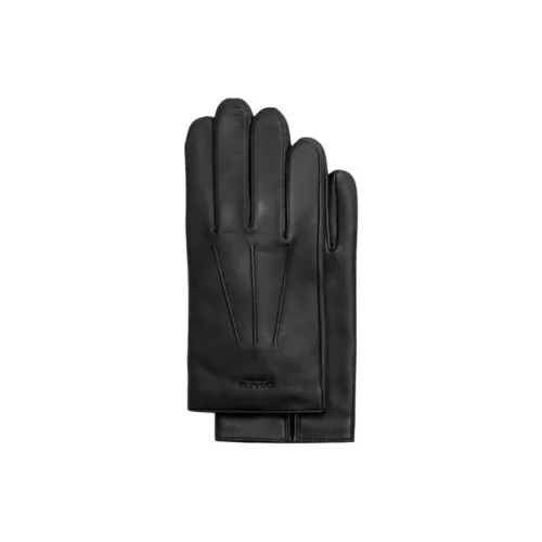 COACH Leather Gloves Unisex Black