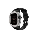 Diamond Silver Protective Case-Black Strap