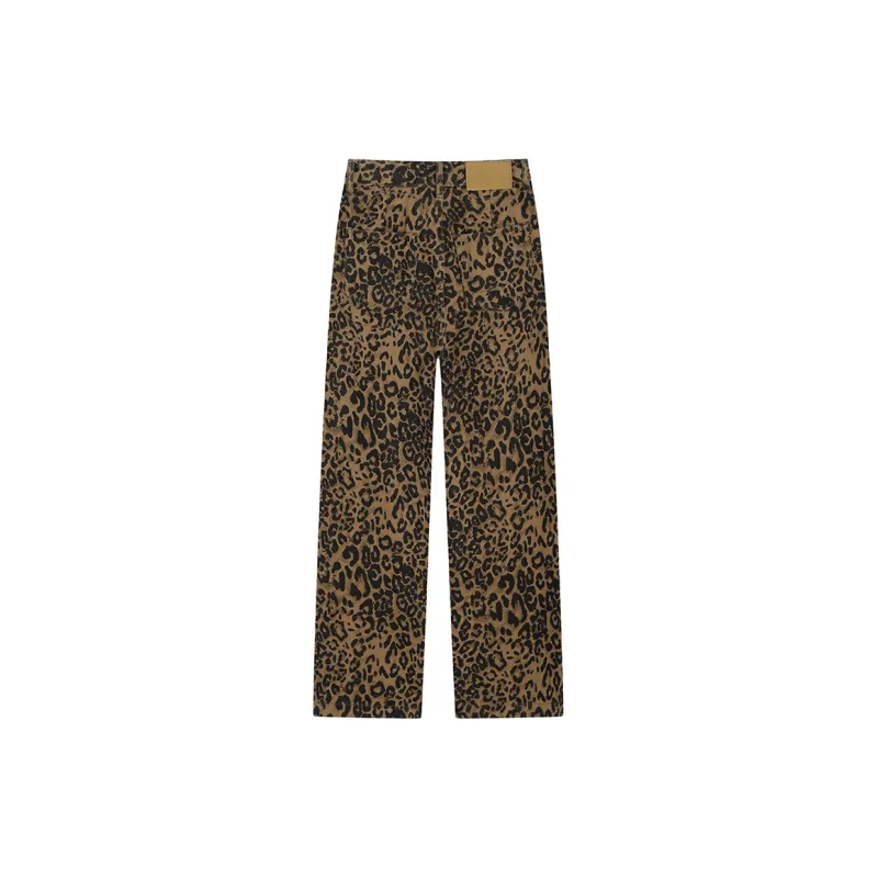 ETSE Jeans Women's Coffee Brown Leopard Print-1