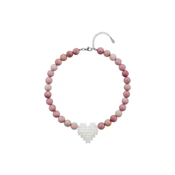 IRANLON Rhodonite Acrylic Pearl Necklaces Women's Pink