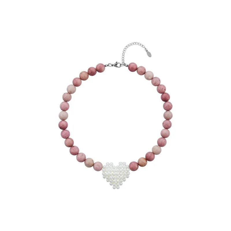 IRANLON Rhodonite Acrylic Pearl Necklaces Women's Pink-0