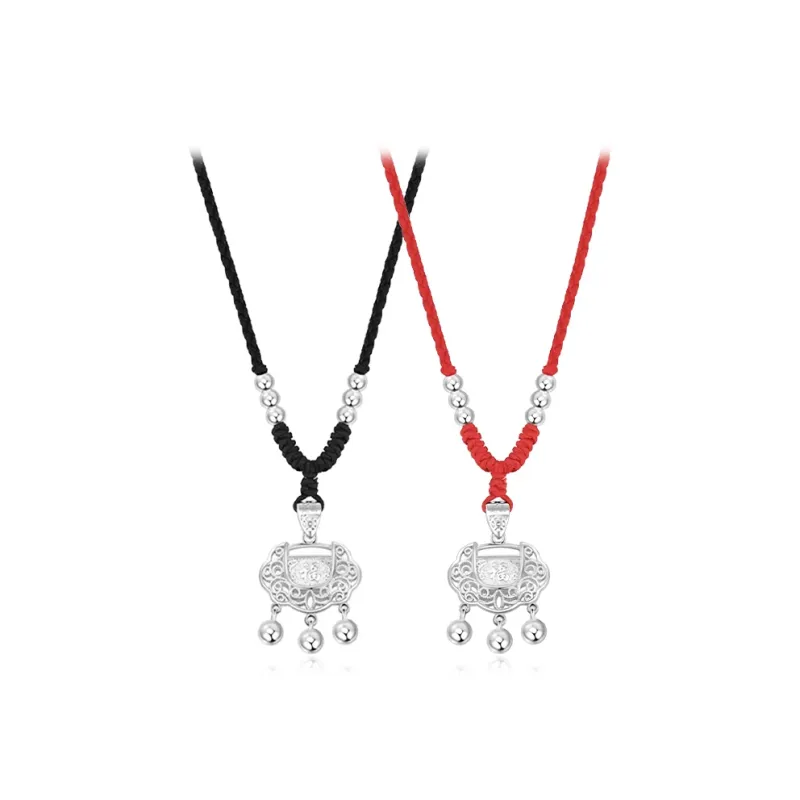 CANHUI S999 Fine Silver Peace Lock Necklace Unisex-4