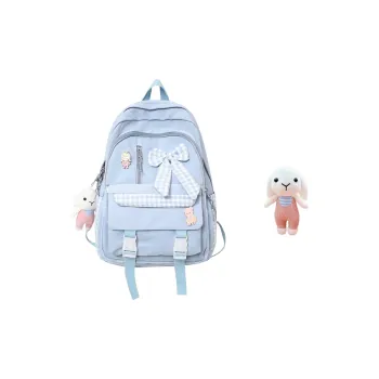 MARKANGARO Nylon Backpack Medium Size Women's Blue/Pink