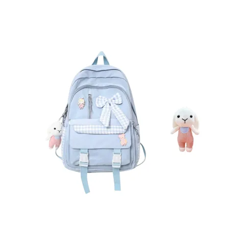 MARKANGARO Nylon Backpack Medium Size Women's Blue/Pink