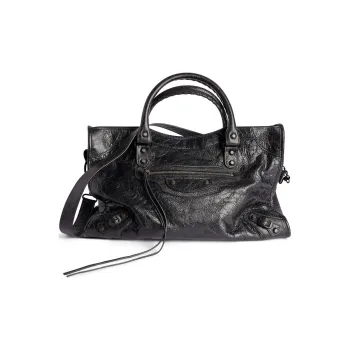 Balenciaga Sheepskin Tote Bag Shopping Bag Handbag Medium Size Women's Black