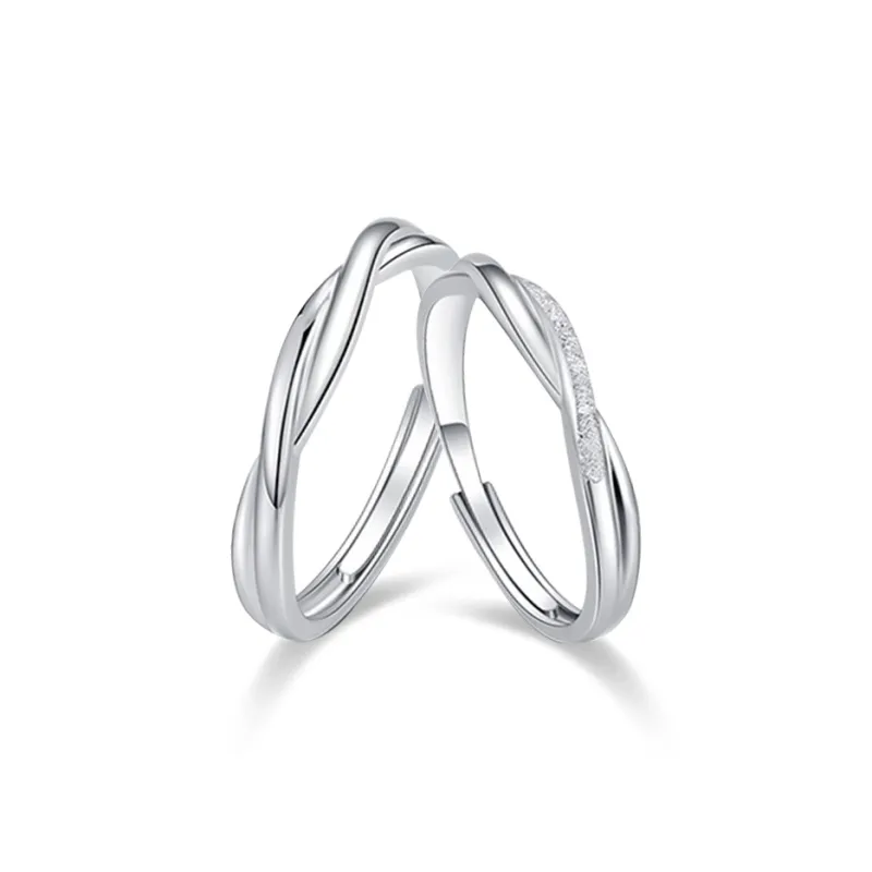 WANLIACC S999 Fine Silver Mobius Loop Couple Rings Unisex-0