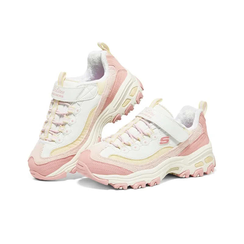 Skechers Slip Resistant Cushioning, Abrasion Resistant, Height Increasing Low Top Casual Shoes Pink Yellow Teenagers-2