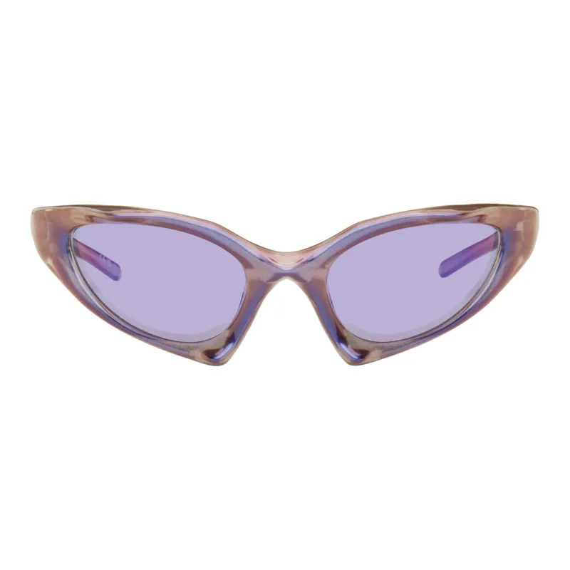 Balenciaga Nylon Irregular Shape Sunglasses Unisex Purple-0
