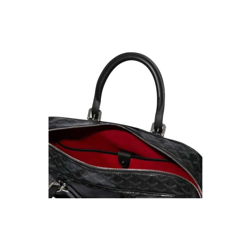 GOYARD Ambassade Canvas With Cervon Calfskin Handbags Briefcases Medium Size Unisex Raven-2