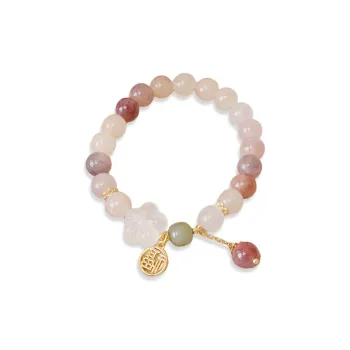 CANHUI Colored Glaze Small Peach Blossom Fortune Charm Bracelet Women's