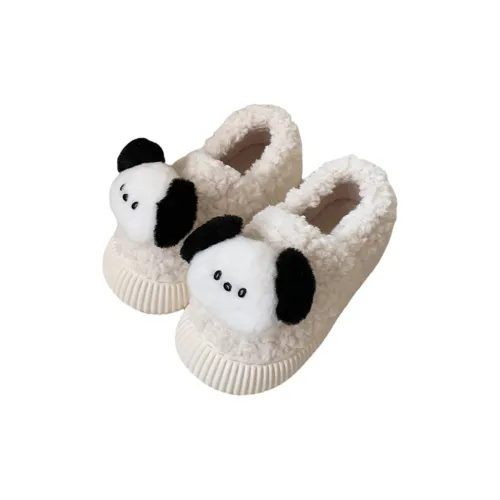 Thin Strips Cotton Slippers Women's, White